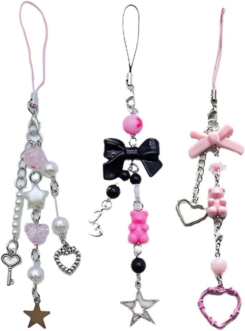 cioatu 1-4PCS Cute Phone Charms Aesthetic Y2K Cell Phone Charms Strap Pink Strawberry Butterfly Star PhoneCharm Y2K Accessories for Bag Keychain Airpods Camera Pendants Decor - Image 1